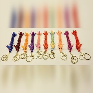5 Mini 3D Printed Dragon Keychains